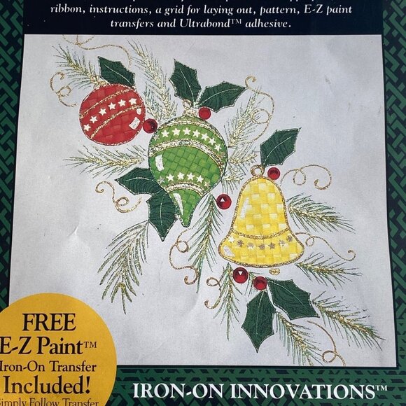 Vtg 1996 Christmas Ornaments Iron-On Innovations Applique Ribbon Weave Wear NEW - Picture 3 of 10